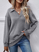 Fleece Polo Collar Pullover Women - QH Clothing