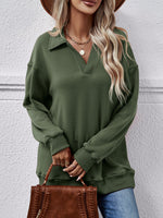 Fleece Polo Collar Pullover Women - QH Clothing