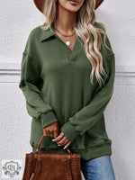 Fleece Polo Collar Pullover Women - QH Clothing