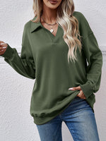 Fleece Polo Collar Pullover Women - QH Clothing