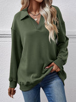 Fleece Polo Collar Pullover Women - QH Clothing