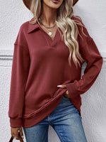 Fleece Polo Collar Pullover Women - QH Clothing