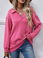 Fleece Polo Collar Pullover Women - QH Clothing