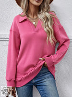 Fleece Polo Collar Pullover Women - QH Clothing