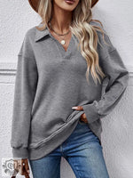 Fleece Polo Collar Pullover Women - QH Clothing