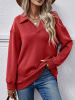 Fleece Polo Collar Pullover Women - QH Clothing