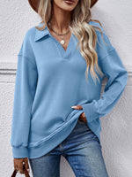 Fleece Polo Collar Pullover Women - QH Clothing