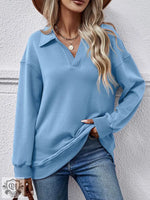 Fleece Polo Collar Pullover Women - QH Clothing