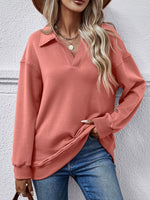 Fleece Polo Collar Pullover Women - QH Clothing