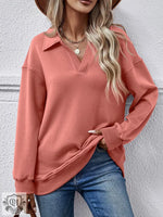 Fleece Polo Collar Pullover Women - QH Clothing