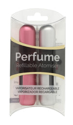 Pressit Refillable Perfume Atomiser Duo Pack - Silver & Pink - Fragrance