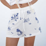 Spring Lace Up Embroidered Shorts - QH Clothing