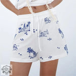 Spring Lace Up Embroidered Shorts - QH Clothing