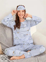 Home Wear Suit Pajamas Women Wear Eye Mask Three-Piece Set - Quality Home Clothing| Beauty