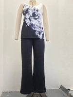 Printed Sleeveless Top & High Rise Trousers - Clothing