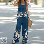 Printed Sleeveless Top & High Rise Trousers - Clothing