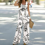 Printed Sleeveless Top & High Rise Trousers - S / Black and White Face - Clothing