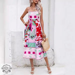 Printed Spaghetti Strap Swing Dress - QH Clothing