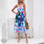 Printed Spaghetti Strap Swing Dress - QH Clothing