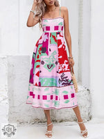 Printed Spaghetti Strap Swing Dress - QH Clothing