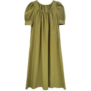 Puff Sleeve Mid Length Dress Loose Slimming A line Dress - Quality Home Clothing| Beauty