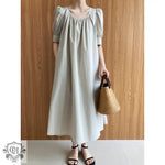 Puff Sleeve Mid Length Dress Loose Slimming A line Dress - Quality Home Clothing| Beauty