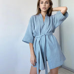 Spring Pure Cotton Casual Home Nightgown Short Cardigan Double Layer Gauze Simple Women  Pajamas - Quality Home Clothing| Beauty