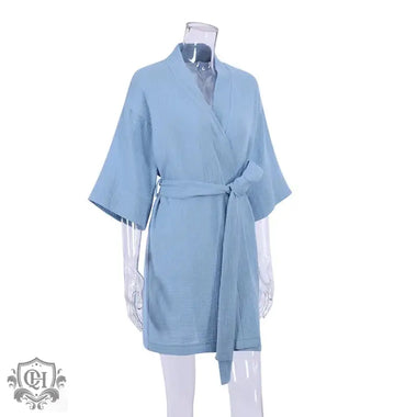 Spring Pure Cotton Casual Home Nightgown Short Cardigan Double Layer Gauze Simple Women  Pajamas - Quality Home Clothing| Beauty