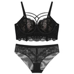 Push-Up Lace Bra Set - 70A / Black - Clothing