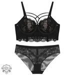 Push-Up Lace Bra Set - 70A / Black - Clothing