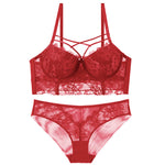 Push-Up Lace Bra Set - 70A / Red - Clothing