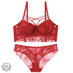 Push-Up Lace Bra Set - 70A / Red - Clothing