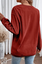 Racing Red Ribbed Corduroy Oversized Sweatshirt - Tops/Sweatshirts & Hoodies