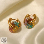 Exquisite Rainbow Diamond Donut Earrings - 18K Gold Plated Stainless Steel -  QH Clothing