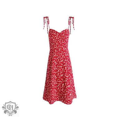 Red Floral Print Summer Cami Dress - QH Clothing