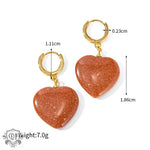 Elegant Red Gold Sandstone Heart Pendant Earrings -  QH Clothing