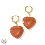 Elegant Red Gold Sandstone Heart Pendant Earrings -  QH Clothing