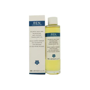 REN Atlantic Kelp and Microalgae Toning Body Oil 100ml with blue and white packaging