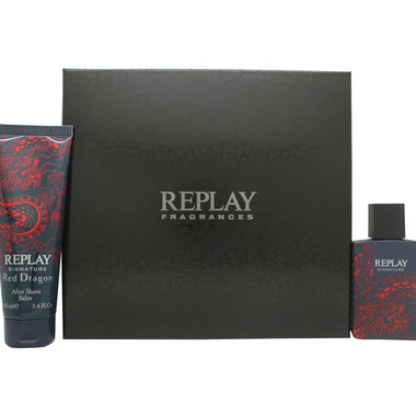 Replay Signature Red Dragon Gift Set 50ml EDT + 100ml Aftershave - Fragrance