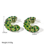 Novel and fashionable C-shaped resin diamond-encrusted design simple style earrings - QH Clothing