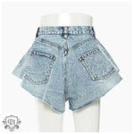 Rhinestone Fringe Denim Culottes - QH Clothing