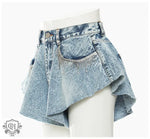 Rhinestone Fringe Denim Culottes - QH Clothing