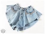 Rhinestone Fringe Denim Culottes - QH Clothing