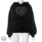 Rhinestone Skeleton Hoodie Sweater - QH Clothing