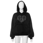 Rhinestone Skeleton Hoodie Sweater - QH Clothing