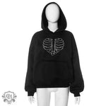 Rhinestone Skeleton Hoodie Sweater - QH Clothing