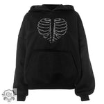 Rhinestone Skeleton Hoodie Sweater - QH Clothing