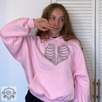 Rhinestone Skeleton Hoodie Sweater - QH Clothing