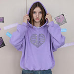 Rhinestone Skeleton Hoodie Sweater - QH Clothing