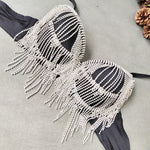 Rhinestone Tassel Bead Bra Top - QH Clothing